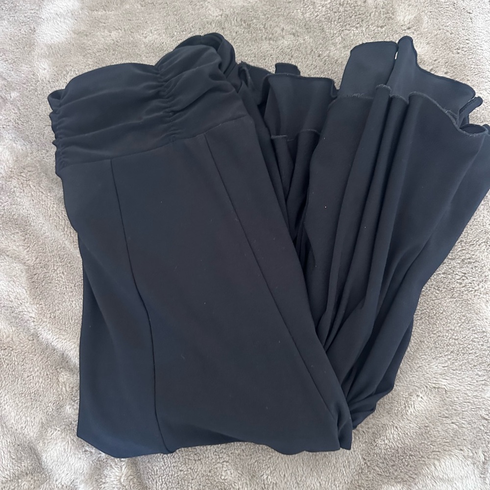 Black flowy boho midi pull on skirt